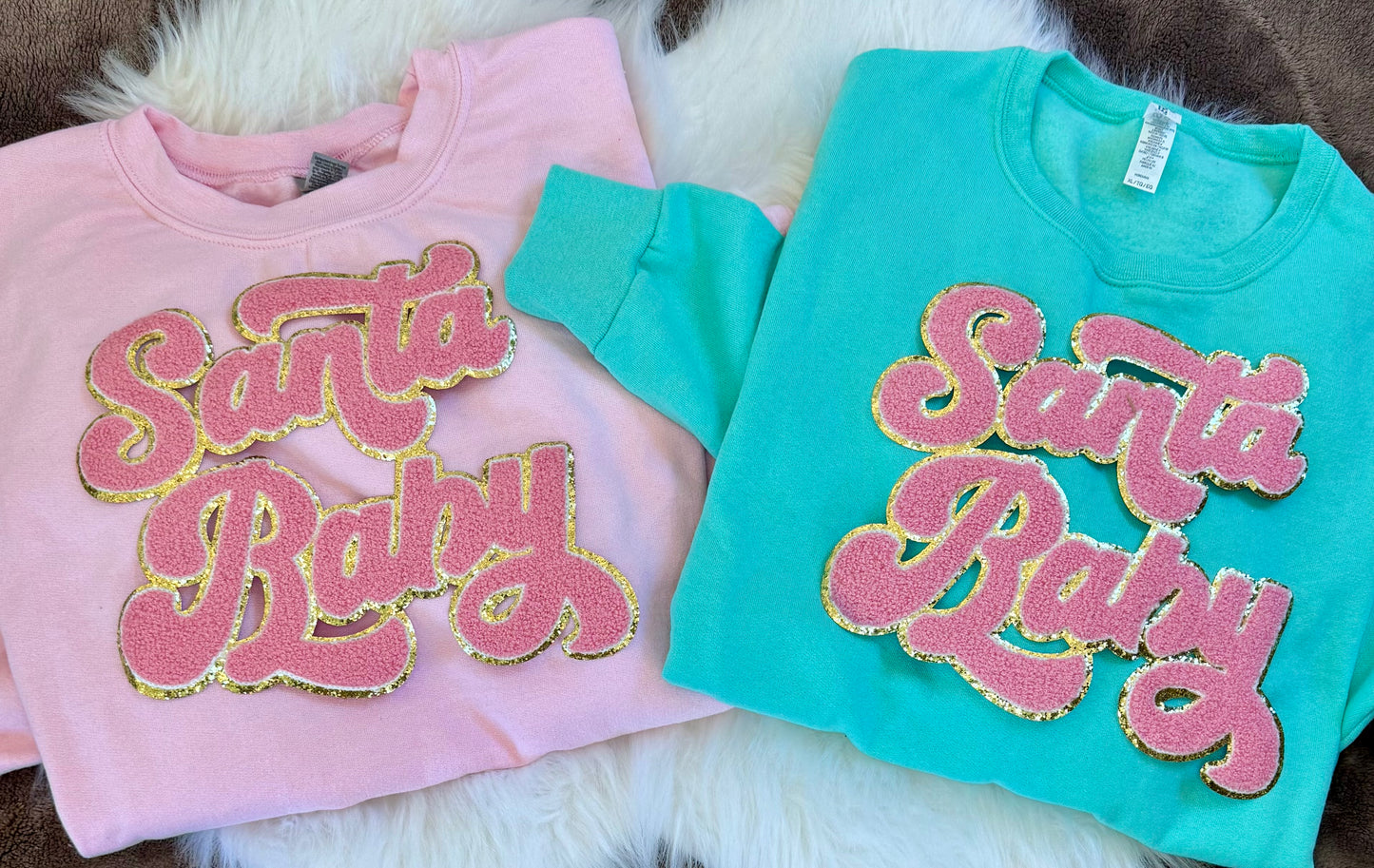 Chenille Glitter Santa Baby Patch: Iron On, Retro Christmas DIY