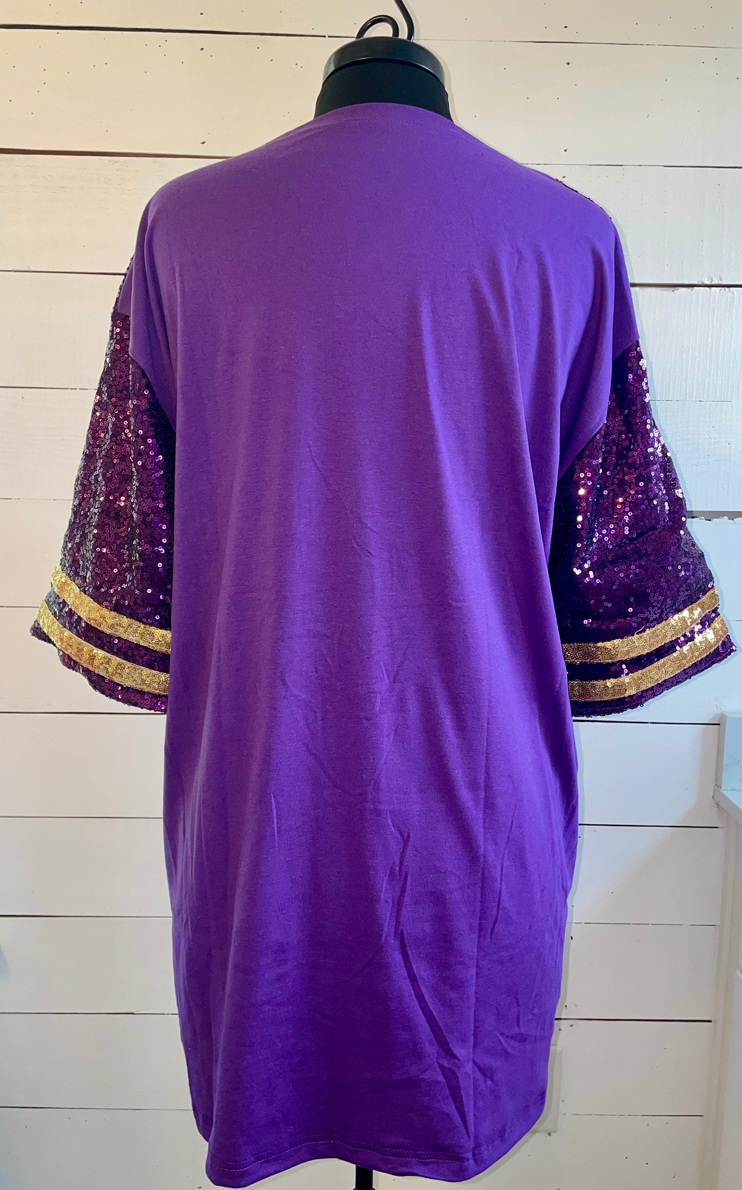 Sequin Dress, Sequin Jersey Dress, Purple and Gold Sequin Jersey Dress, Game Day,