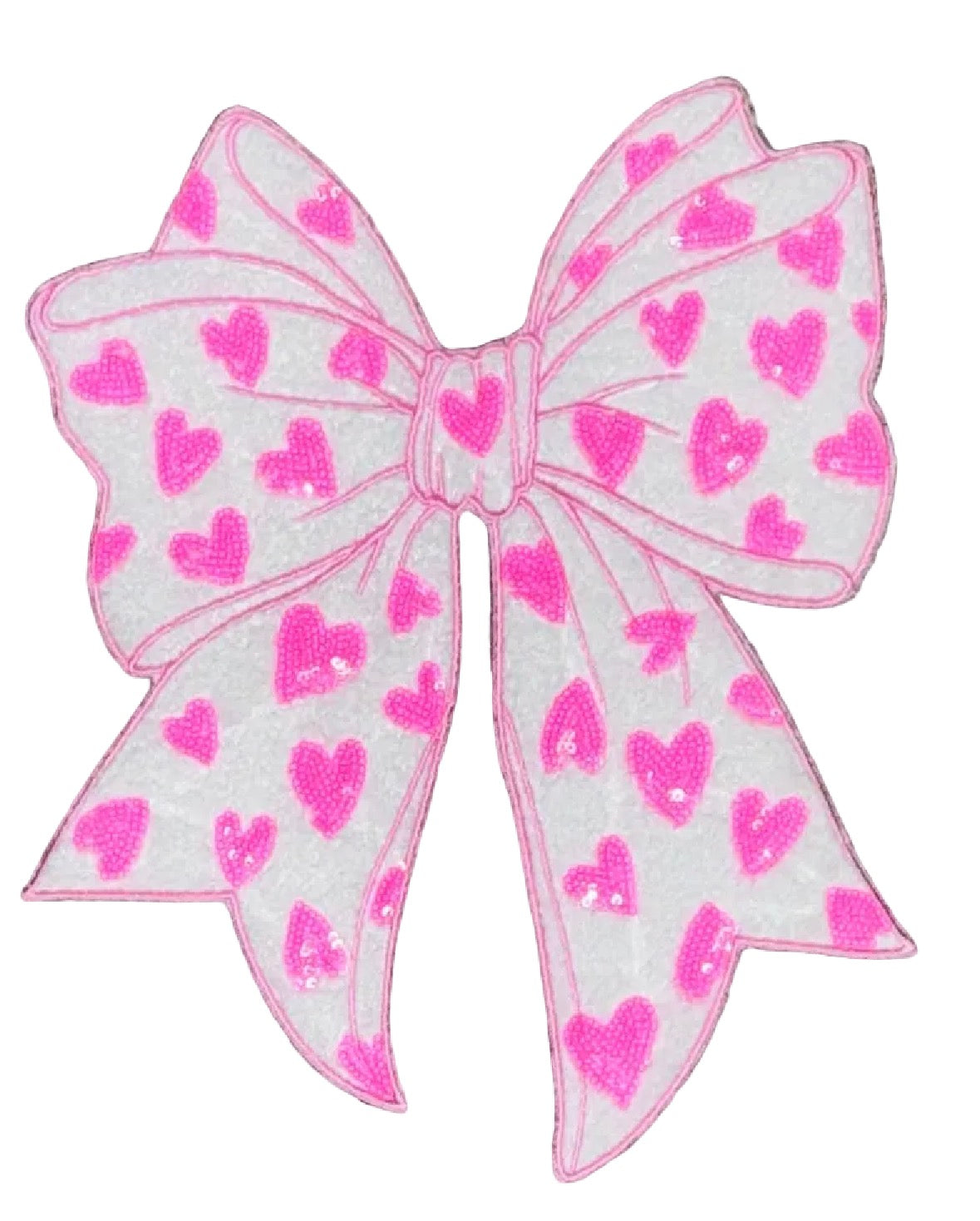 Fluffy Valentines Day Sequin Patch, DIY Pink Heart Patch