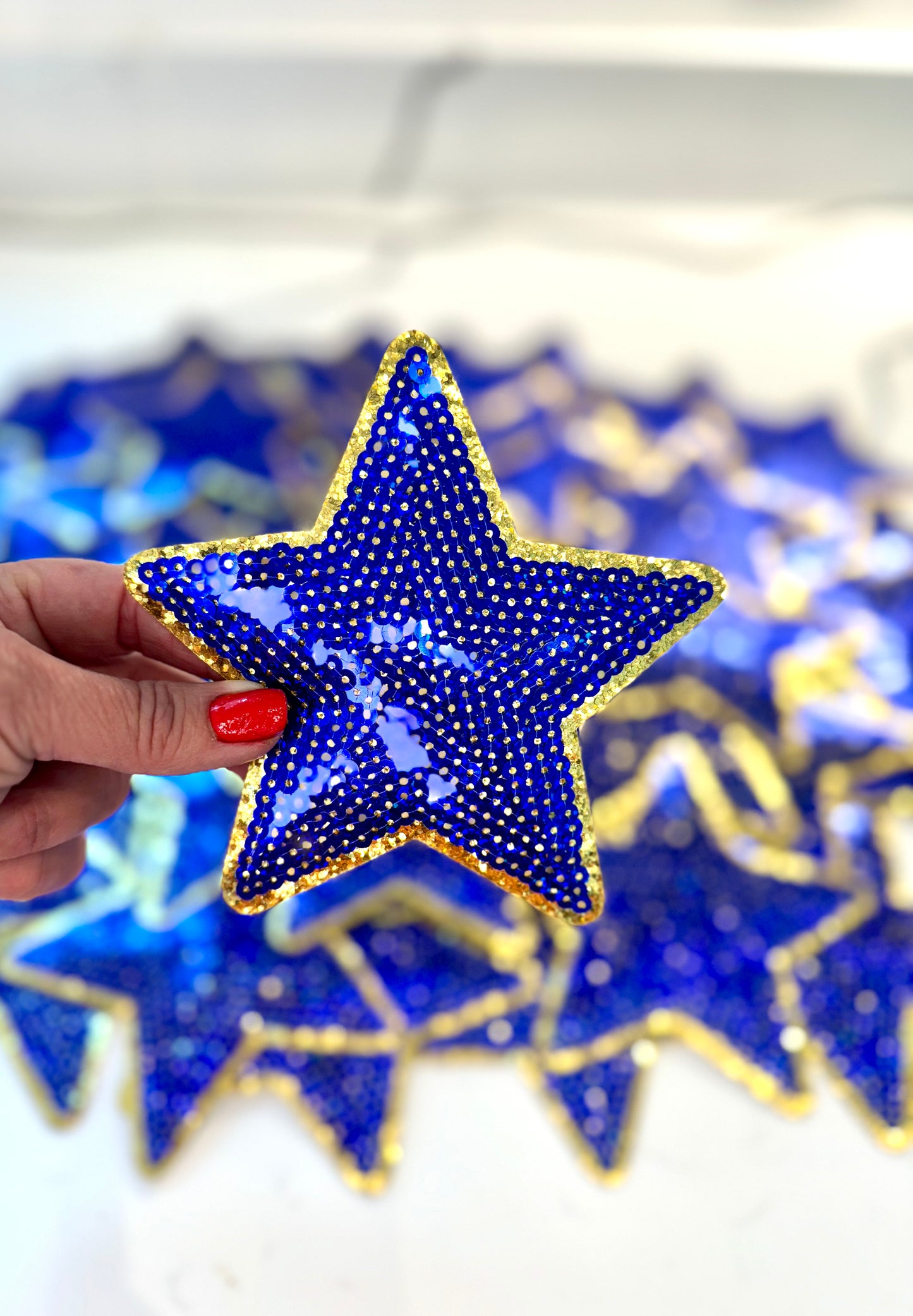 Star Patch, Sequin Star Patch , Royal Blue and Gold 5" Sequin Star Patch, Iron on Patch, DIY, Trucker Hat Patch, Preppy Patch Trendy Patch Patch, Sequin Star