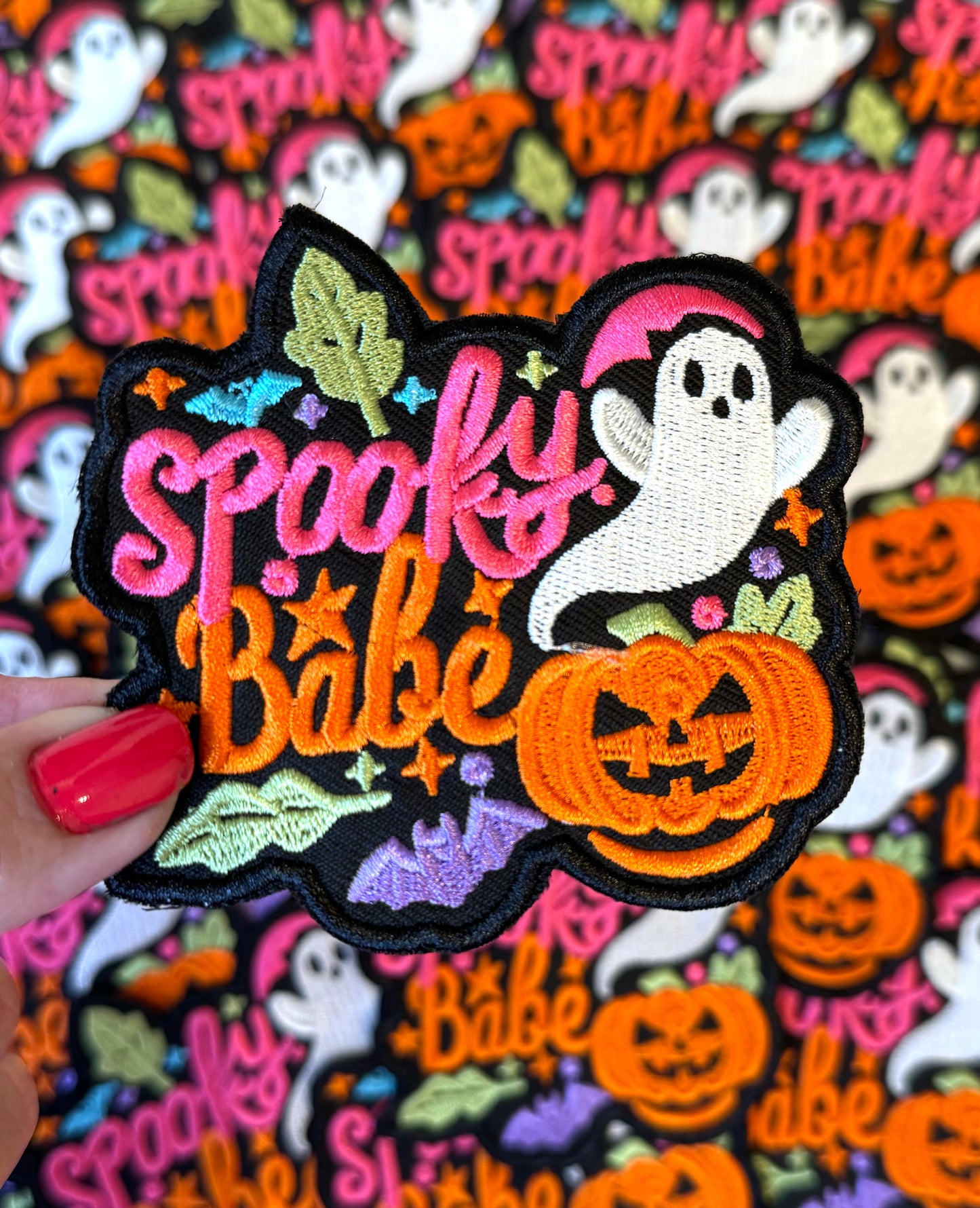 Spooky Babe Patch, Trucker Hat Patch Embroidered Patch, Halloween Patch, Fall Patch, Pumpkin Patch, Patch for Hats DIY Patch