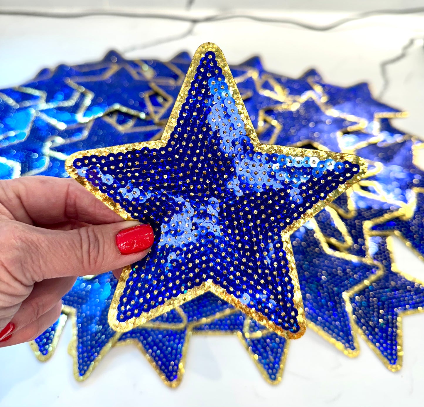 Star Patch, Sequin Star Patch , Royal Blue and Gold 5" Sequin Star Patch, Iron on Patch, DIY, Trucker Hat Patch, Preppy Patch Trendy Patch Patch, Sequin Star