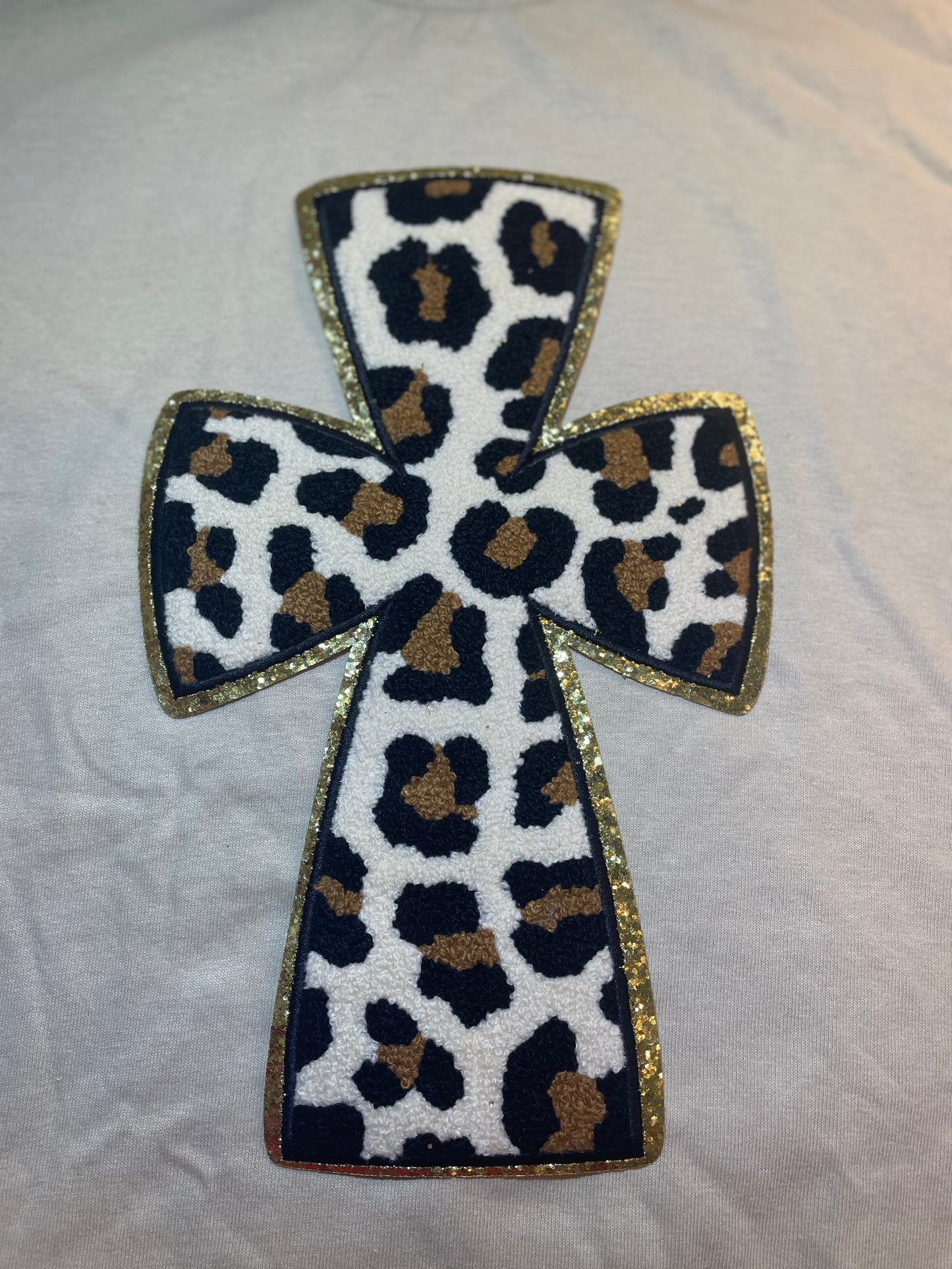 Leopard Chenille and Glitter Cross , Easter Cross, Gift for Easter