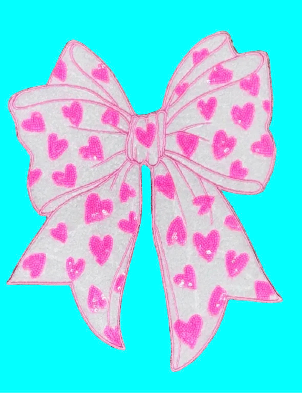 Fluffy Valentines Day Sequin Patch, DIY Pink Heart Patch