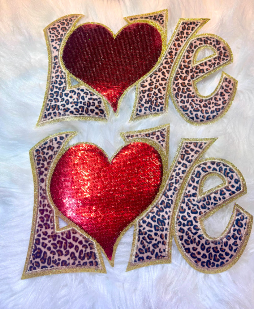 Valentine Patch, Love Patch, Sequin Patch, Valentines Patch, Gold Glitter backing, Iron on Patch, DIY, Large Valentine Patch, Glitter Patch, Trendy Patch