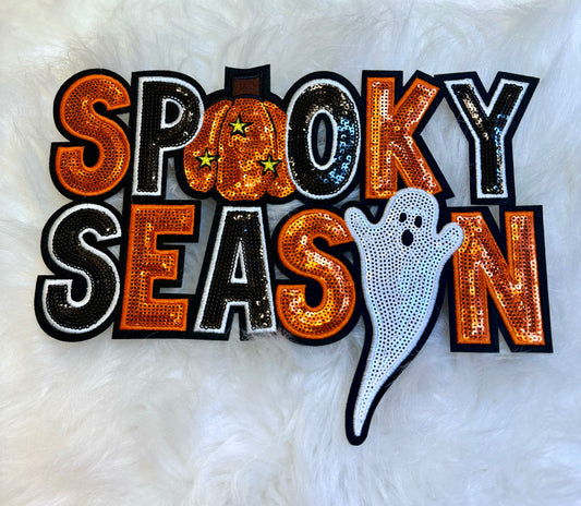 Sequin Spooky Season Patch, Sequin Patch, Spooky Patch, Iron on Patch, Ghost Patch, Halloween Patch, Fall Patches, DIY Patch