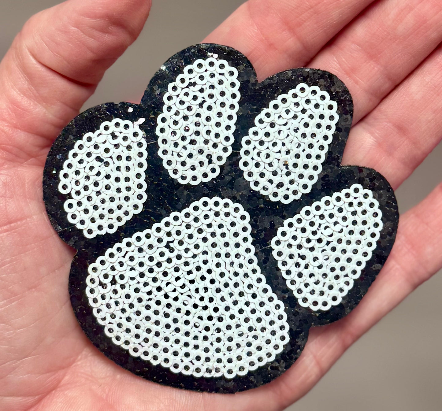 Sequin Paw Patch, 3 in Patch, Paw Patch, Trucker Hat Patch, Game Day Patch, Sports Patch, Iron on Patch, DIY