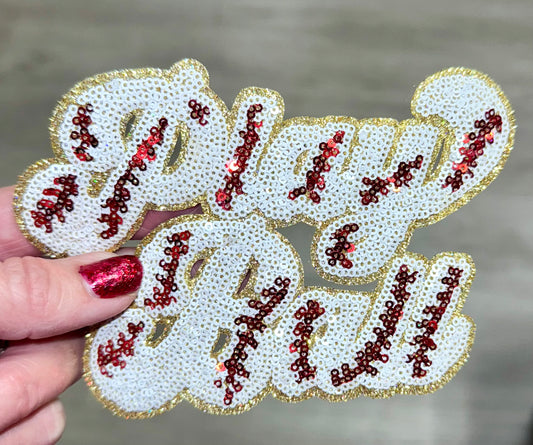 Baseball Patch, Sequin Play Ball Patch,  Trucker Hat Patch, Baseball Patch, Iron On Patch, Glitter Patch , DIY Patch, Baseball Mom, Dad, Coach ....