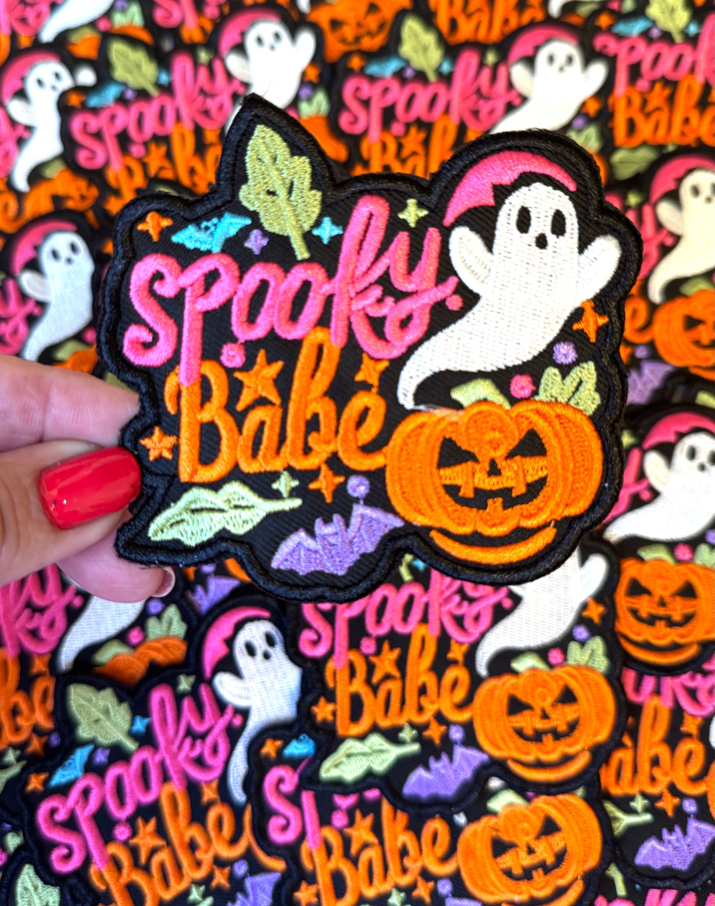 Spooky Babe Patch, Trucker Hat Patch Embroidered Patch, Halloween Patch, Fall Patch, Pumpkin Patch, Patch for Hats DIY Patch