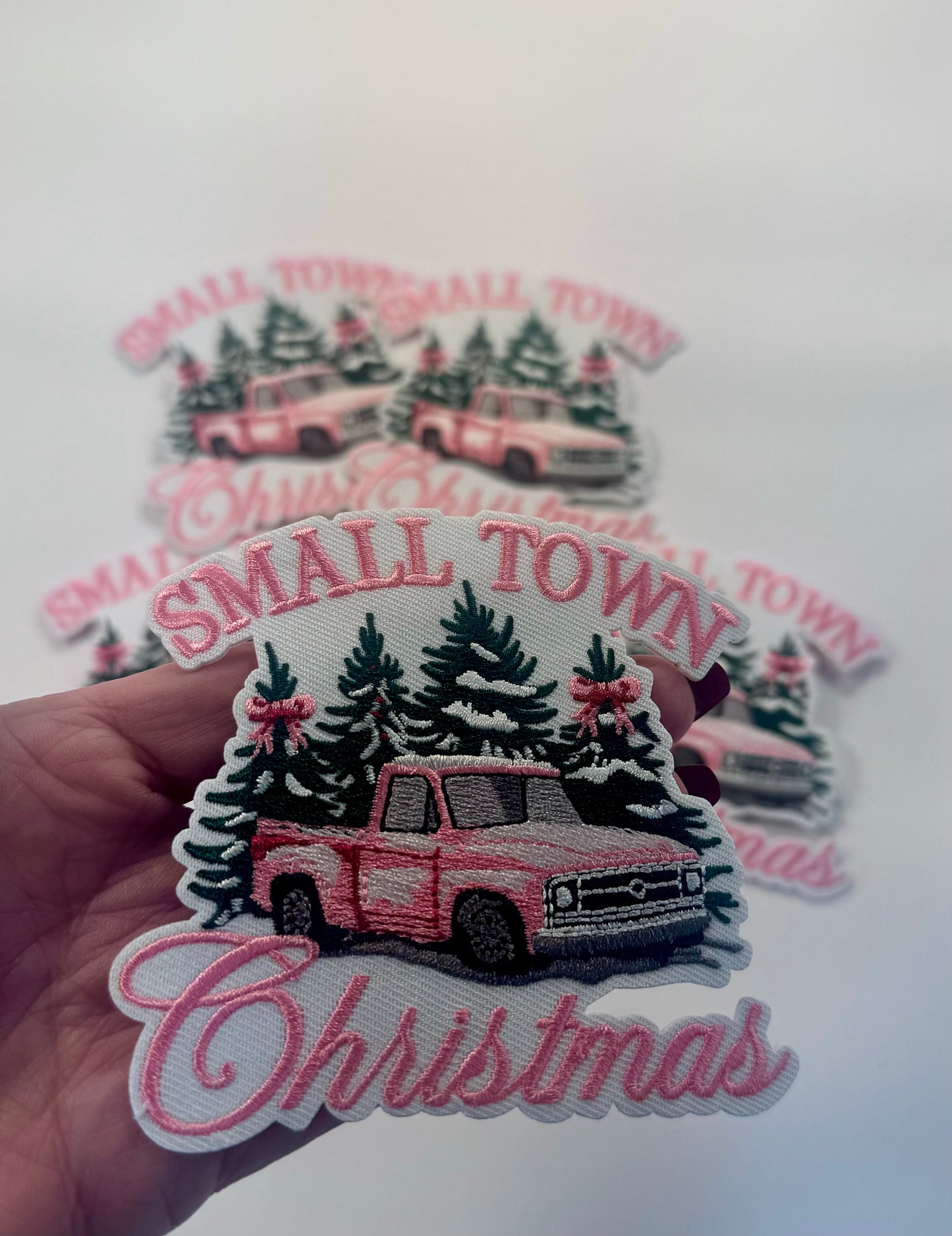 Small Town Christmas Patch, Pink Patch, Christmas Trucker Hat Patch, Country Christmas Patch, DIY