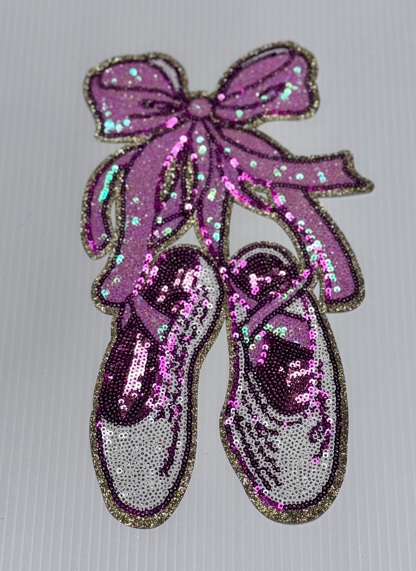 Dance Sequin Patch, Ballet Slippers with Bow, Pointe Shoes, Dance patch, iron on patch, sequin patch, pink patches, DIY