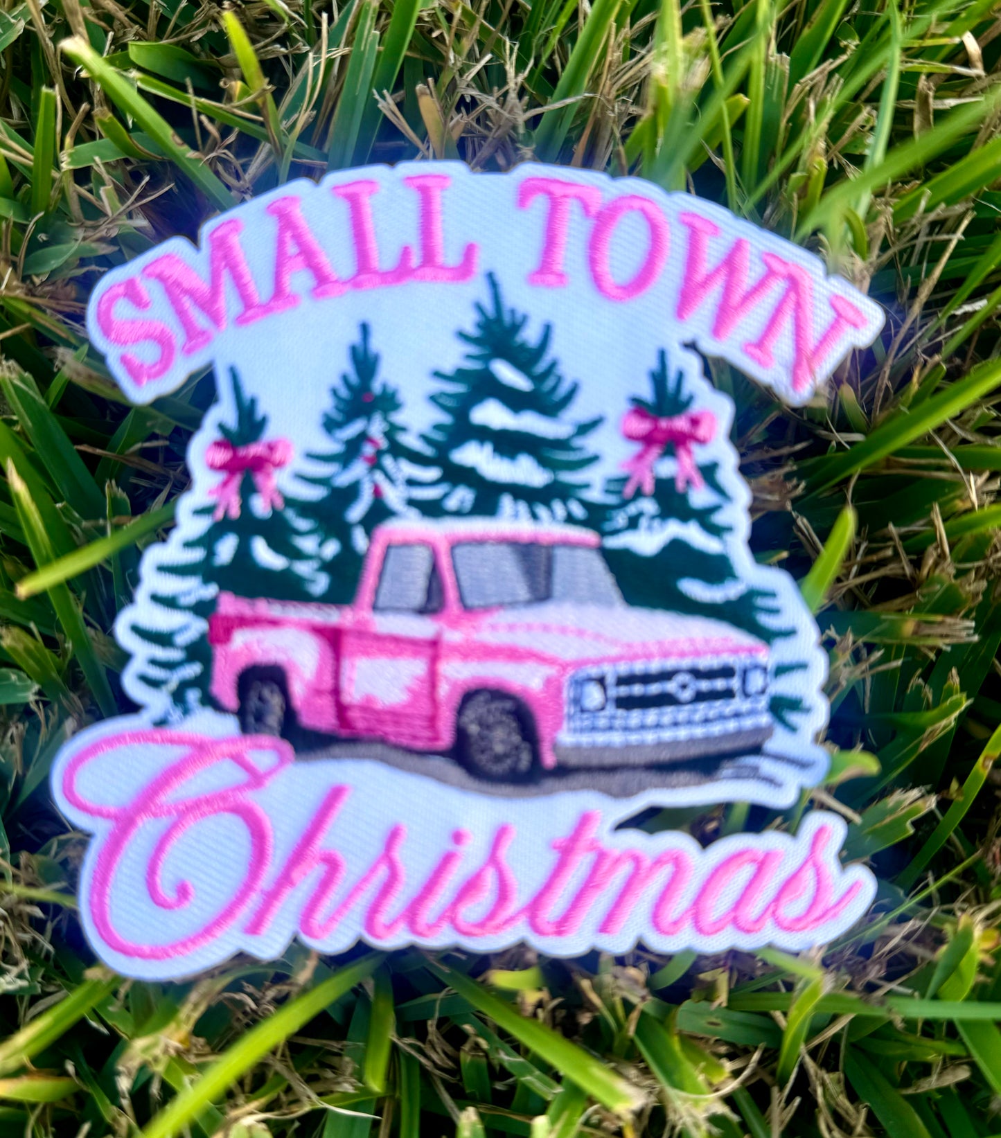 Small Town Christmas Patch, Pink Patch, Christmas Trucker Hat Patch, Country Christmas Patch, DIY