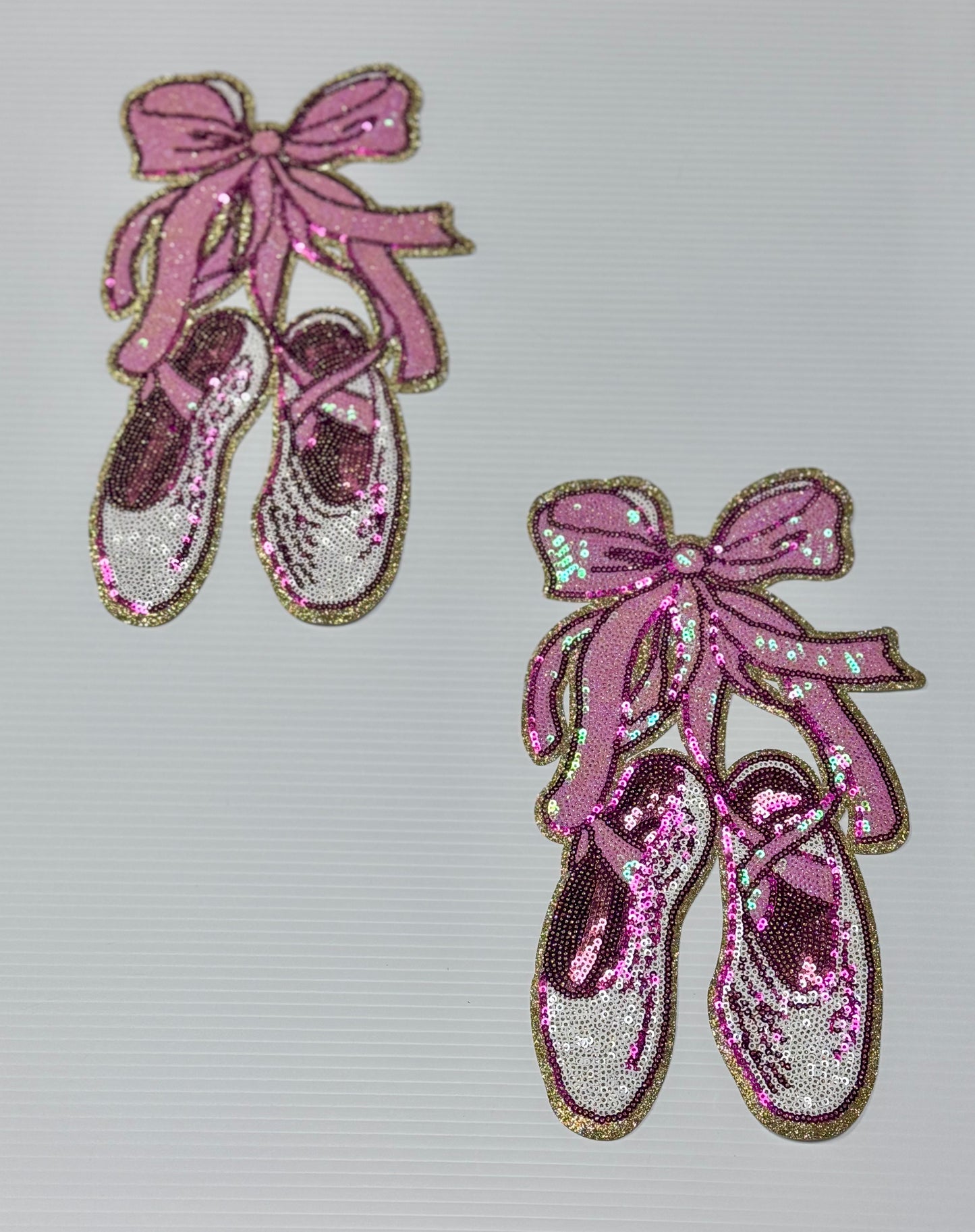 Dance Sequin Patch, Ballet Slippers with Bow, Pointe Shoes, Dance patch, iron on patch, sequin patch, pink patches, DIY