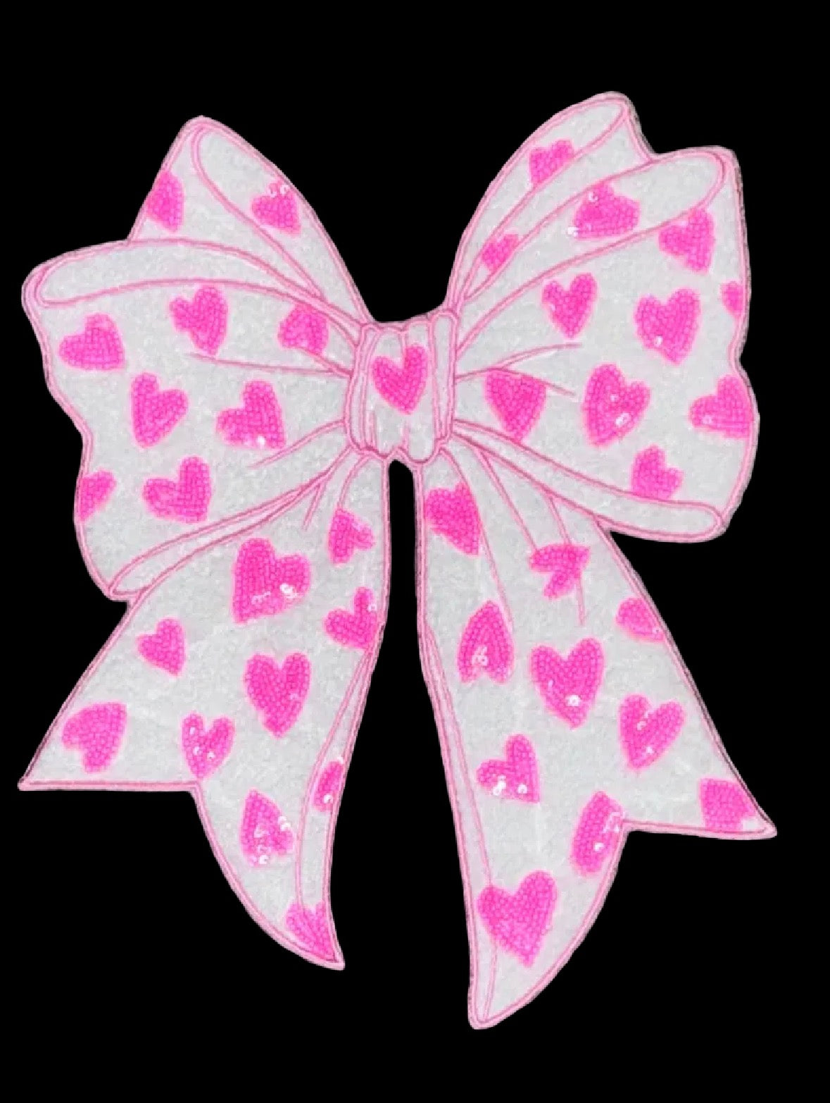 Fluffy Valentines Day Sequin Patch, DIY Pink Heart Patch