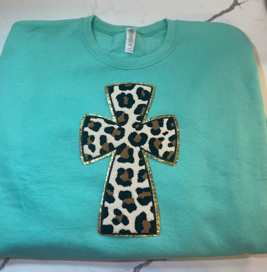 Leopard Chenille and Glitter Cross , Easter Cross, Gift for Easter