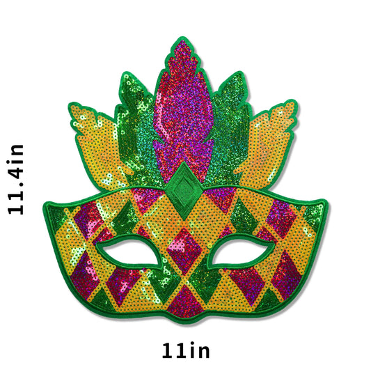 Sequin Mardi Gras Mask Patch, Carnival Patch, Mardi Gras Patch, Sequin Mardi Gras, DIY, Mardi Gras Attire