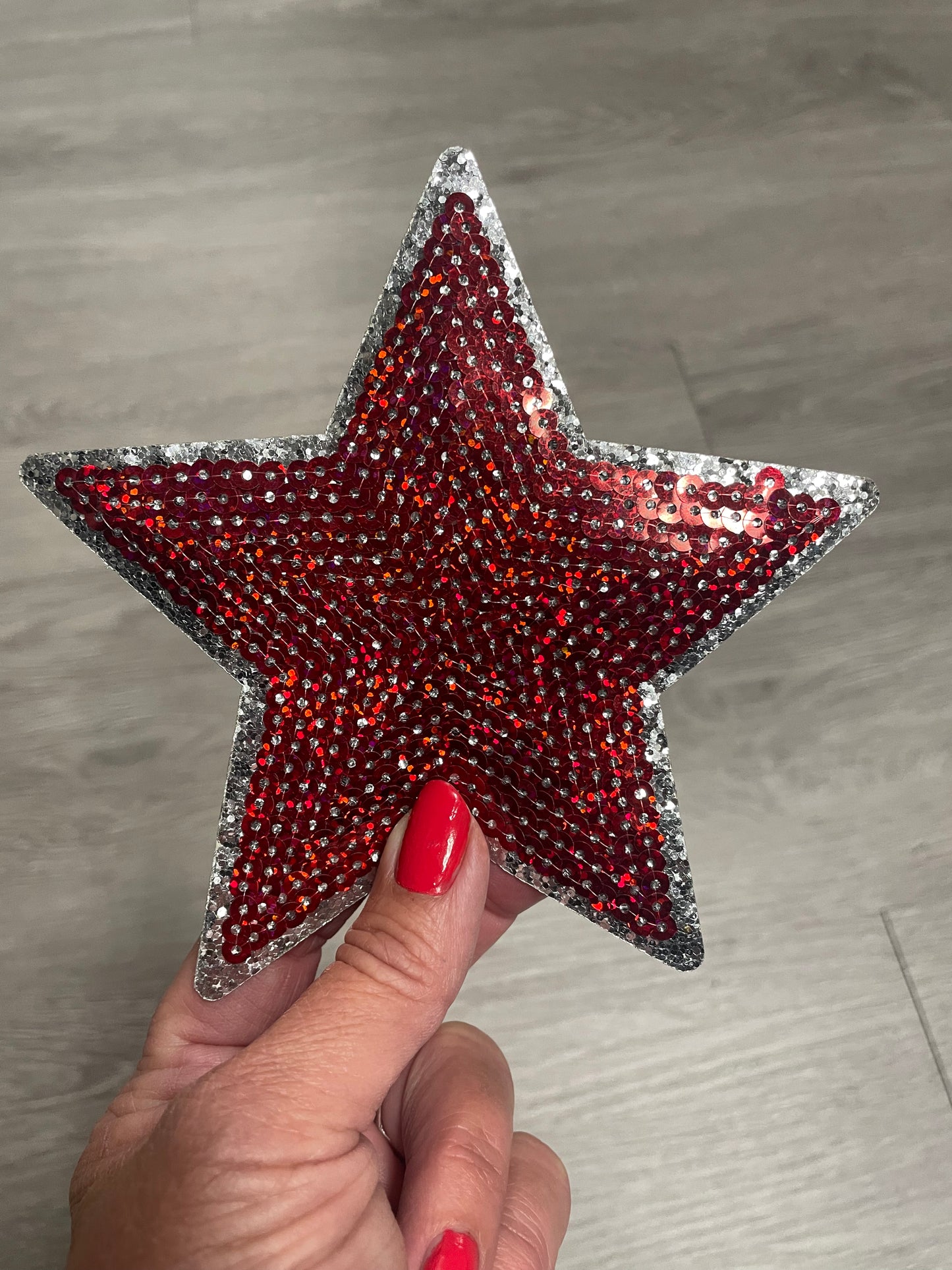 Star Patch, Sequin Star Patch, Crimson and Silver 5" Sequin Star Patch, Iron on Patch, DIY, Trucker Hat Patch, Preppy Patch Trendy Patch Patch, Sequin Star