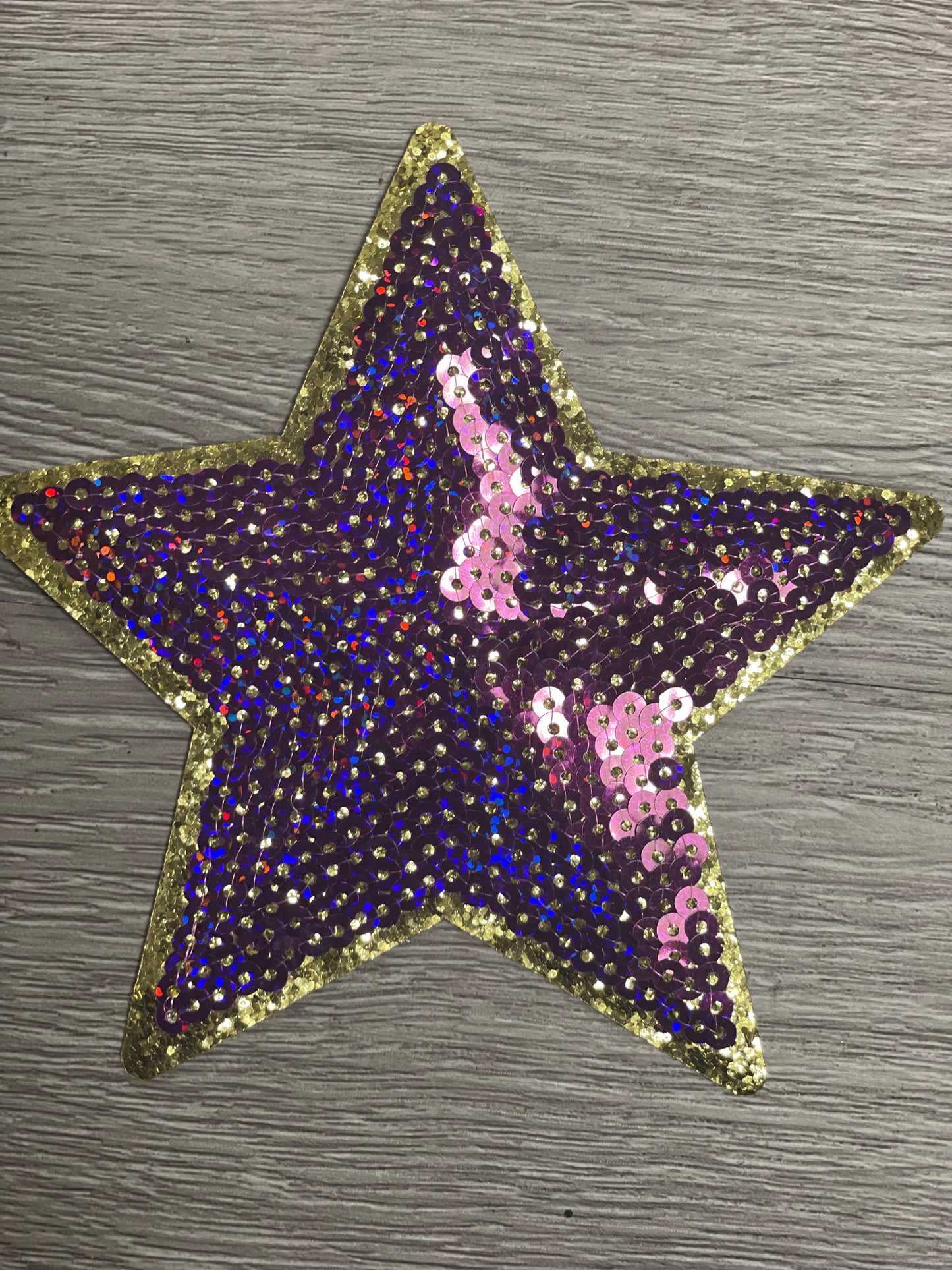 Tigers Purple Game Day Sequin Patch, Sequin Star Patch, DIY patch, Iron on Patch, Gold glitter backing