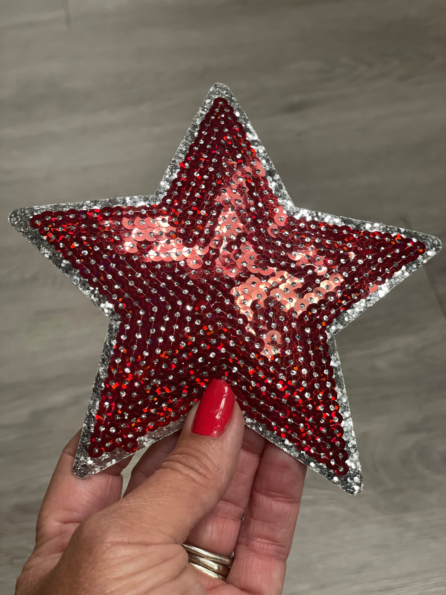 Star Patch, Sequin Star Patch, Crimson and Silver 5" Sequin Star Patch, Iron on Patch, DIY, Trucker Hat Patch, Preppy Patch Trendy Patch Patch, Sequin Star