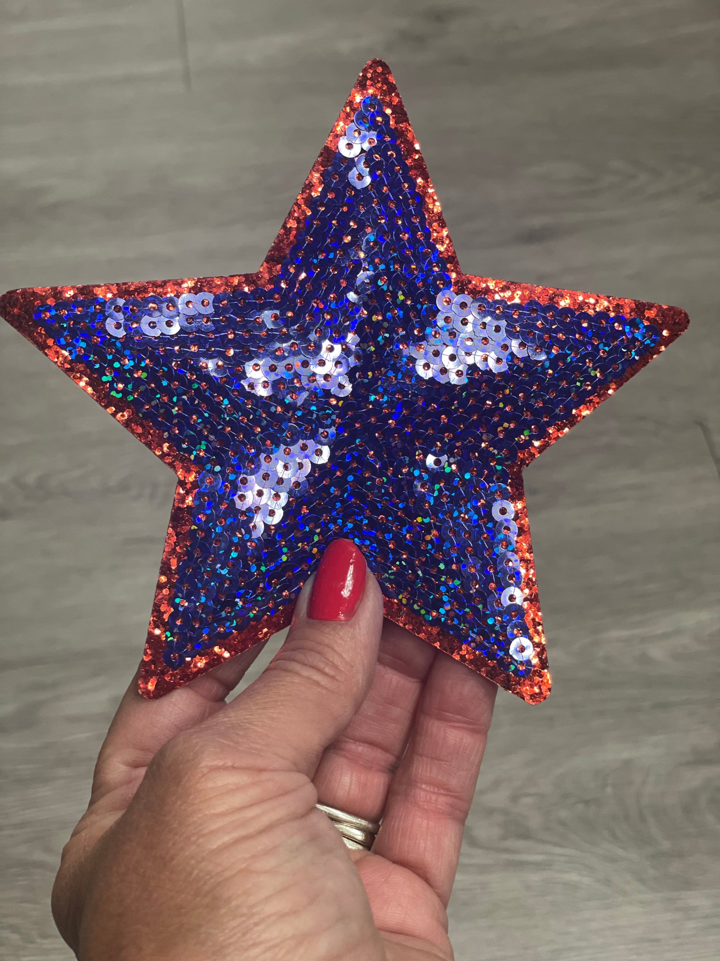 Star Patch, Sequin Star Patch, Royal Blue and Red 5" Sequin Star Patch, Iron on Patch, DIY, Trucker Hat Patch, Preppy Patch Trendy Patch Patch, Sequin Star