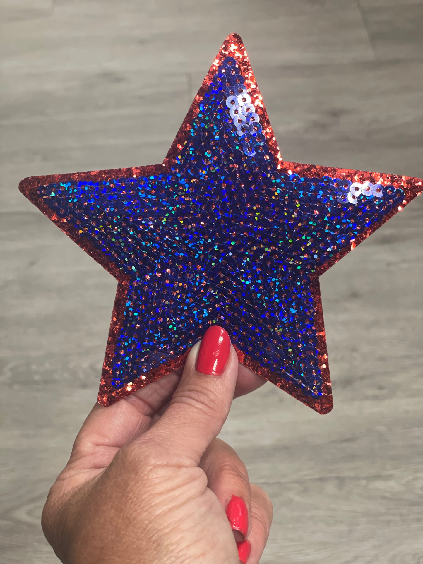 Star Patch, Sequin Star Patch, Royal Blue and Red 5" Sequin Star Patch, Iron on Patch, DIY, Trucker Hat Patch, Preppy Patch Trendy Patch Patch, Sequin Star