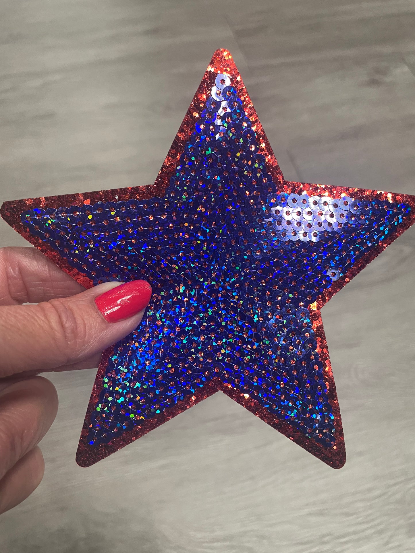 Star Patch, Sequin Star Patch, Royal Blue and Red 5" Sequin Star Patch, Iron on Patch, DIY, Trucker Hat Patch, Preppy Patch Trendy Patch Patch, Sequin Star