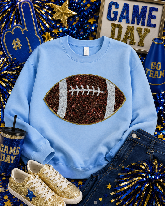 Football Sequin Patch, Iron on Patches, Game Day, DIY