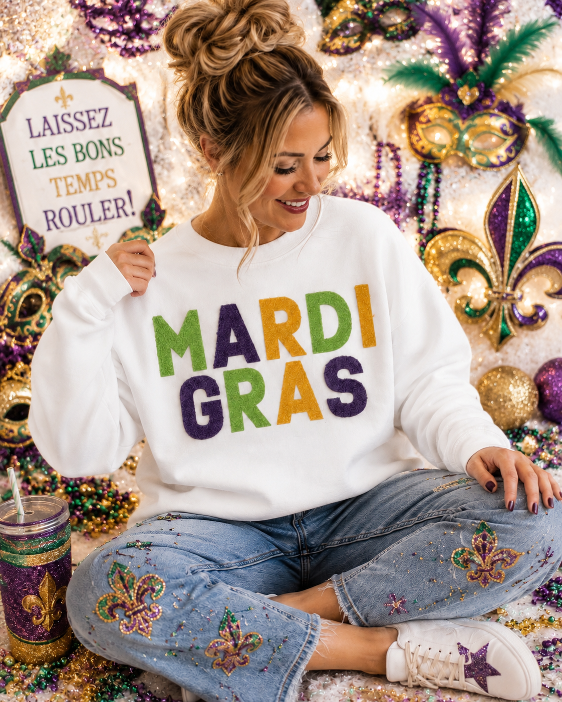 Mardi Gras Fluffy Patch, Iron on Patches, DIY