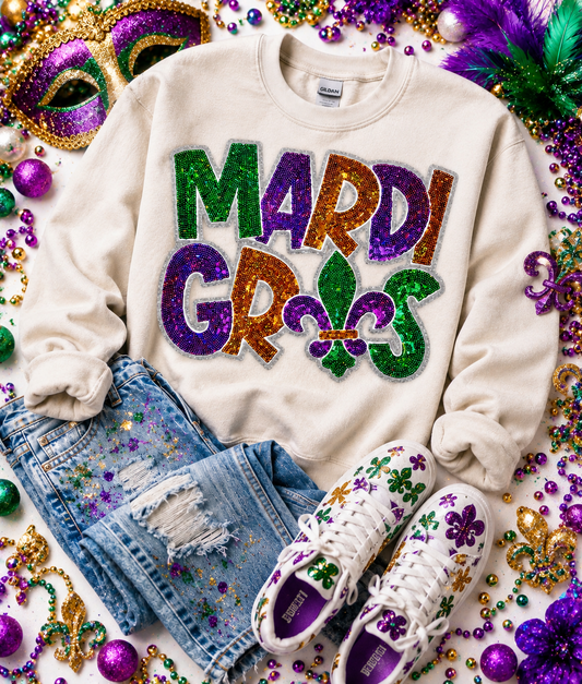 Mardi Gras Sequin Patch, Fleur de Lis Patch, DIY, Iron on Patches