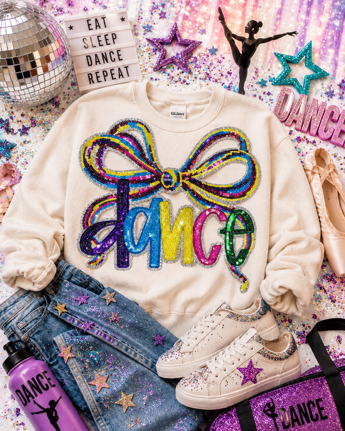 Dance Sequin Bow Patch, Iron on Applique, DIY