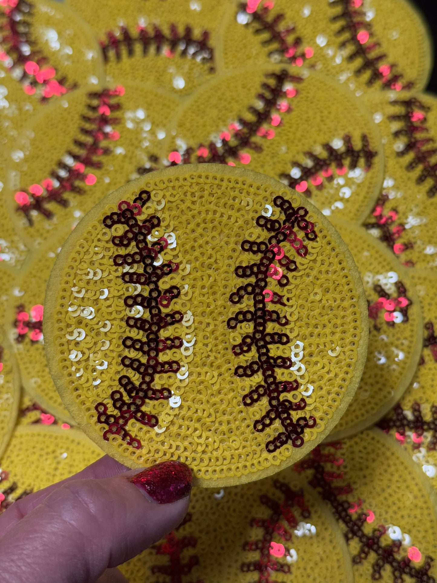 Sequin Softball Patch, Sequin Patch, Softball Patch, Trucker Hat Patch, Iron On Patch, Game Day Patch, Sports Patch, DIY, Patch for Hat