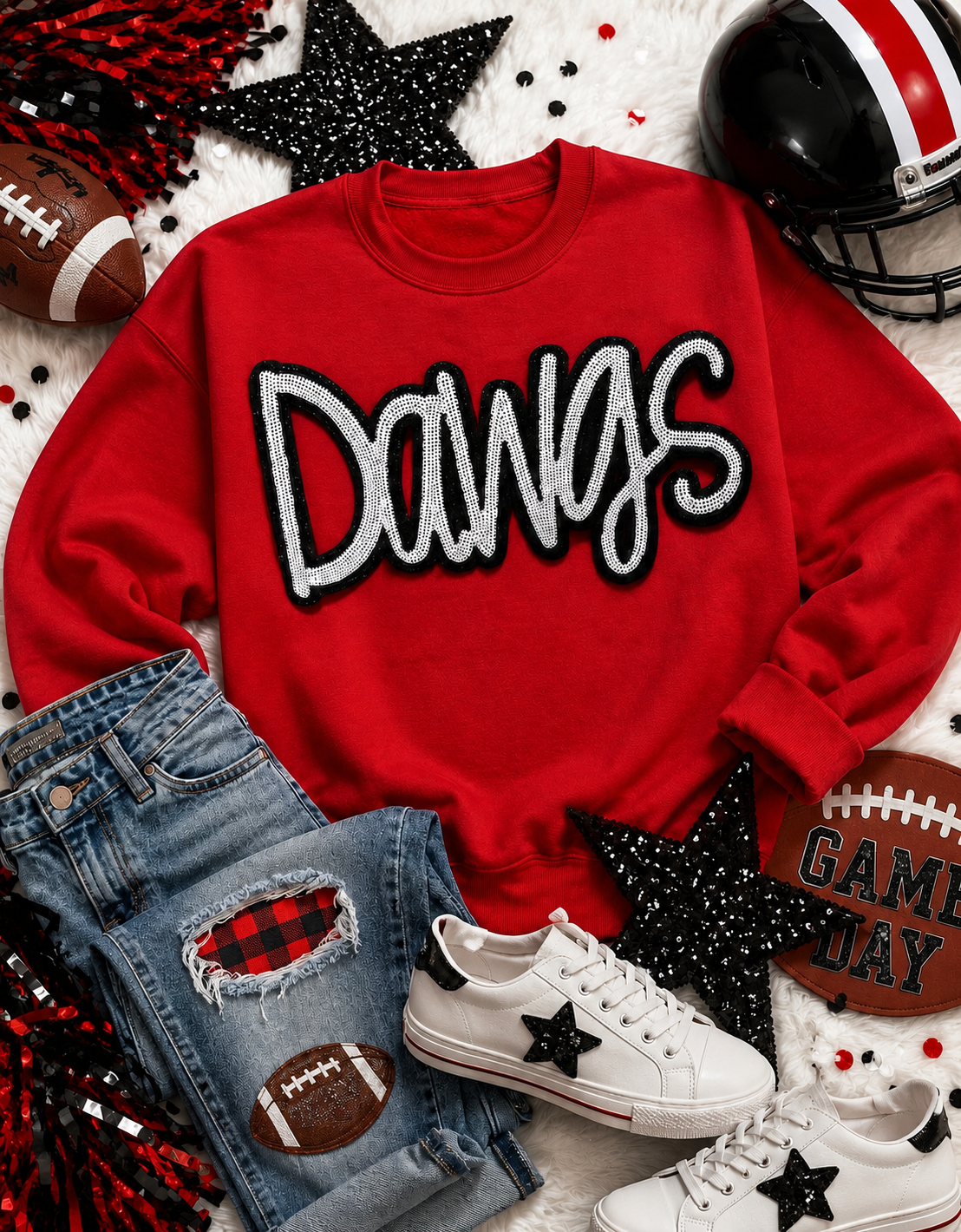 Sequin Dawgs Patch: Black Glitter Iron On Applique
