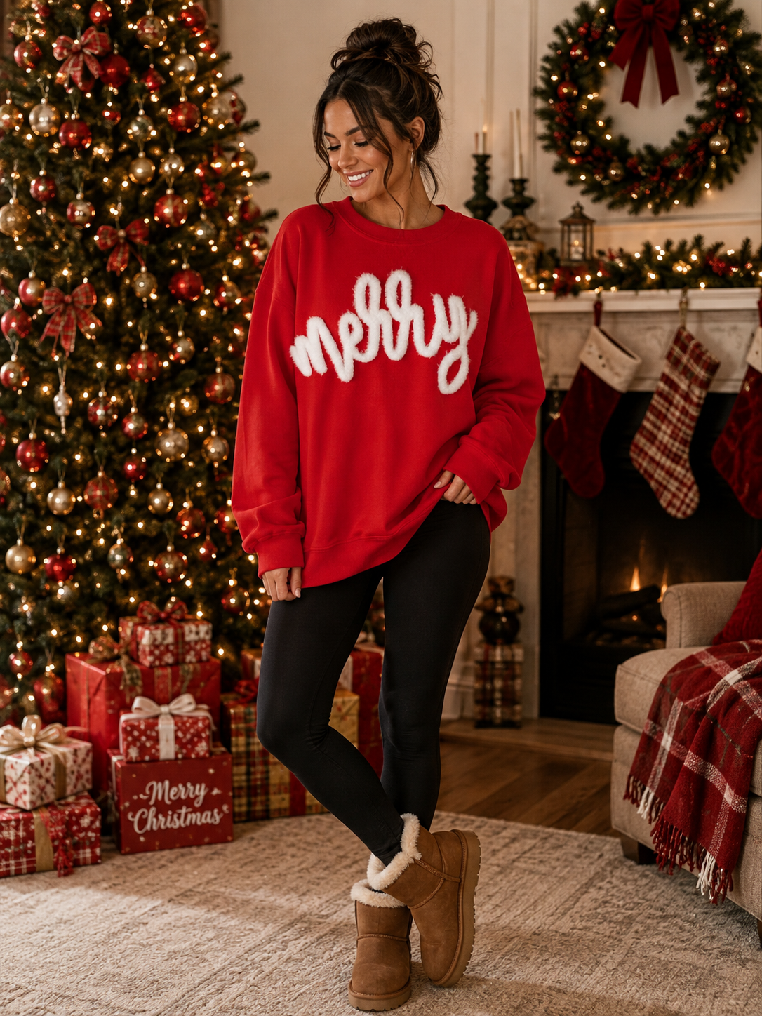 Merry Christmas Fluffy Patch: Mama and Me Iron-On DIY Applique