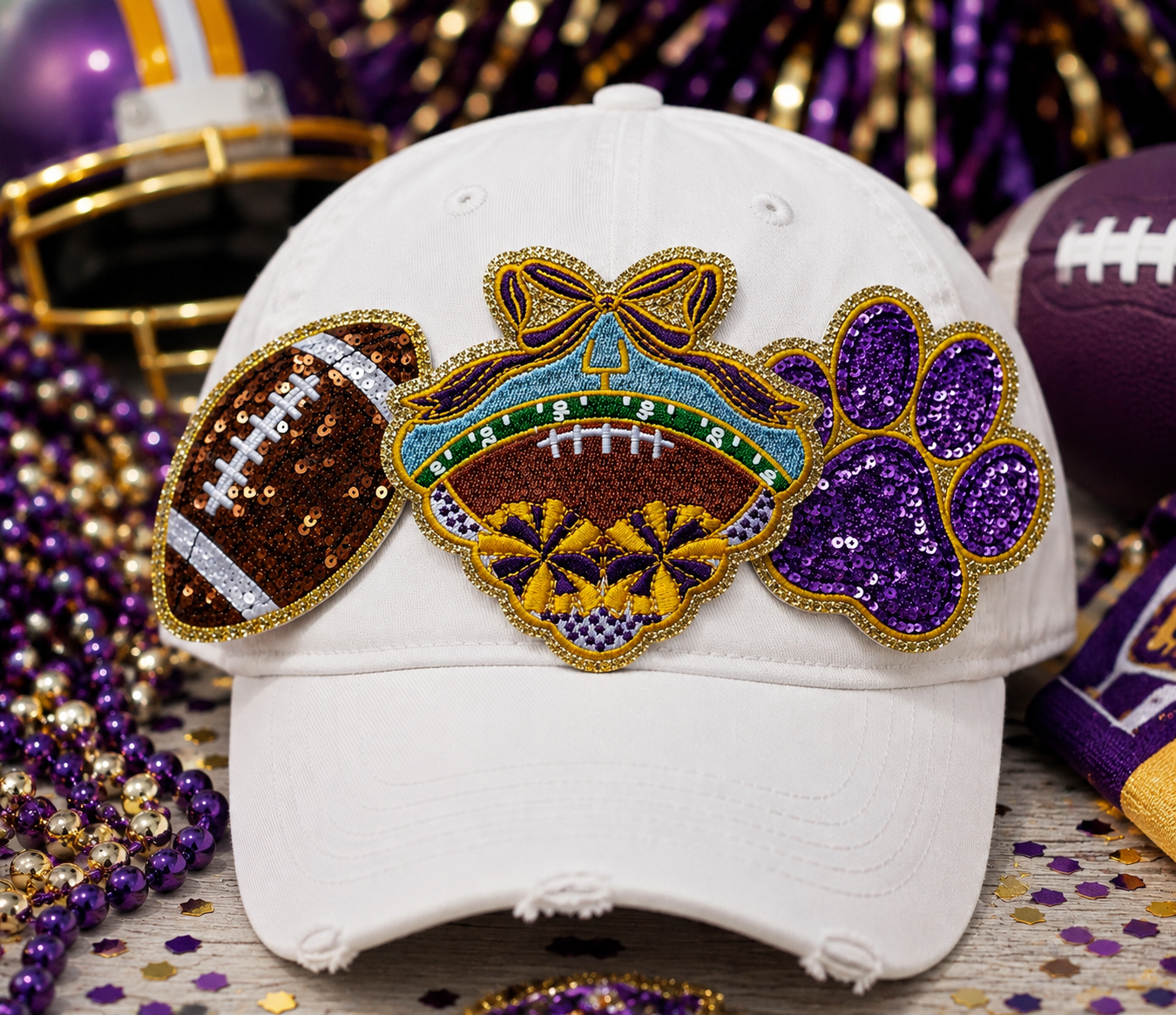 Football Cheer Bow Embroidered Patch: Game Day Iron on Applique