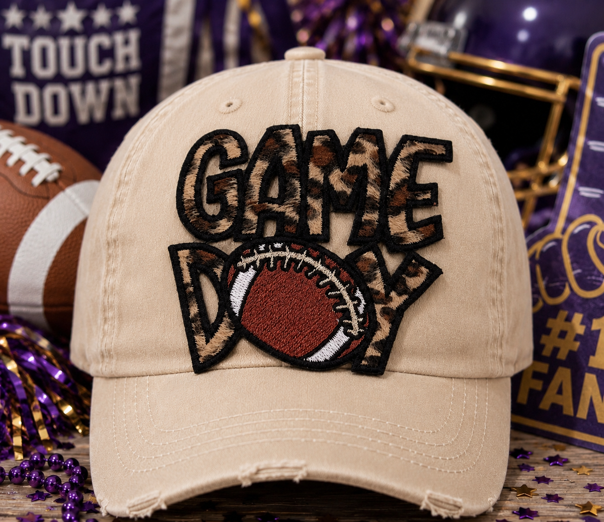 Football Game Day Patch, 3.5 in Patch, Game Day Patch,  Leopard Patch, Football Patch, Sports Patch, Embroidered Patch, Applique Patch Iron on Patch