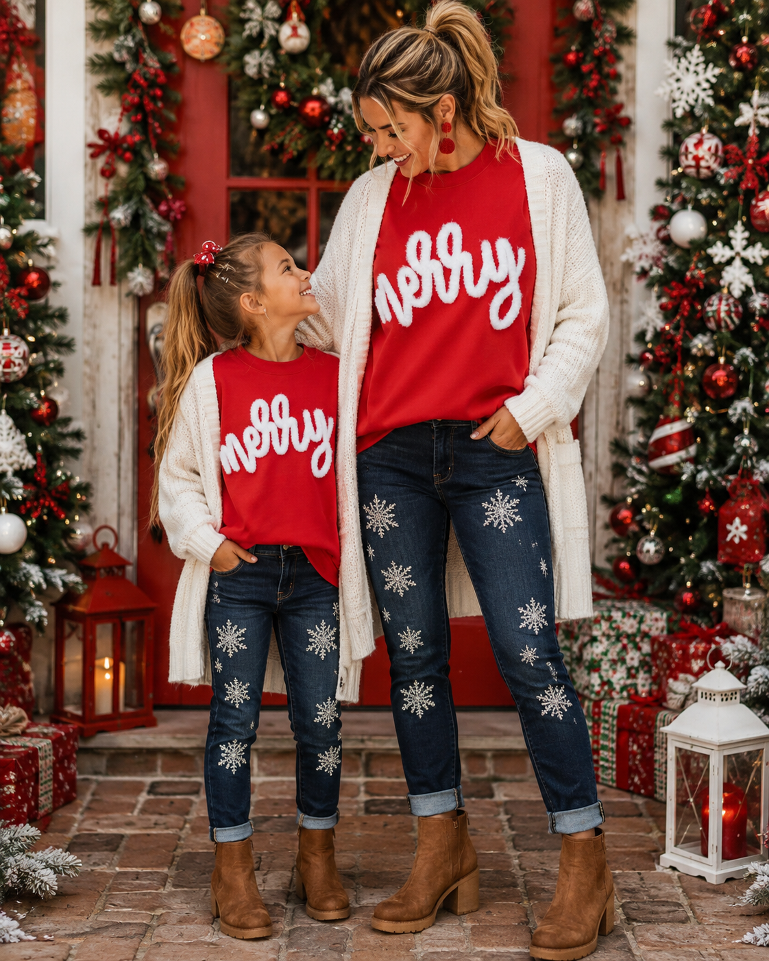 Merry Christmas Fluffy Patch: Mama and Me Iron-On DIY Applique