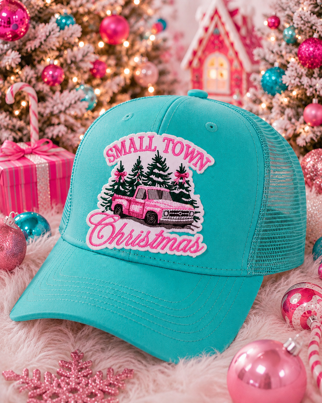 Small Town Christmas Patch, Pink Patch, Christmas Trucker Hat Patch, Country Christmas Patch, DIY