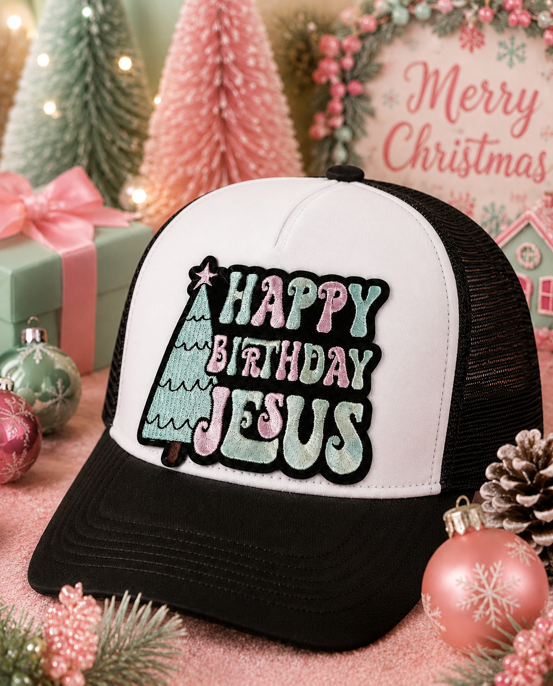 Happy Birthday Jesus Patch, Embroidered Patch, Christmas Patch, Trucker Hat Patch, Religious Patch, Iron on Patch, DIY Patch, Patch for Hat, Holiday patch