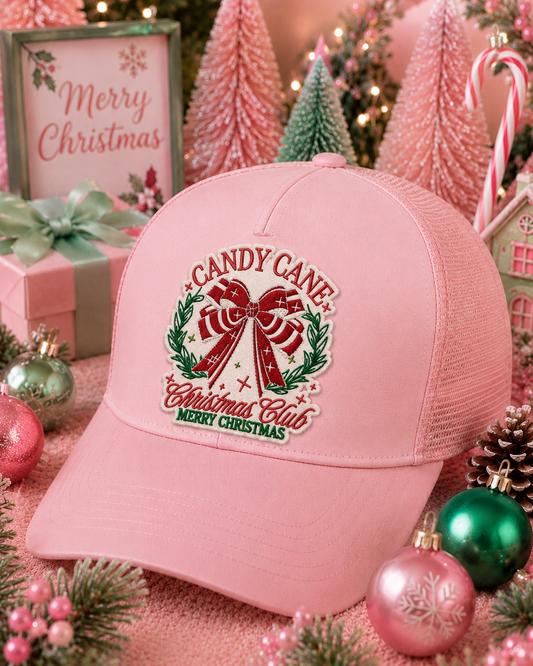 Candy Cane Patch, Christmas Club Patch, Pink Patch, Embroidered Patch, Trucker Hat Patch, Christmas Patch, Iron on Patch, DIY Patch, Patch for Hat, Holiday patch