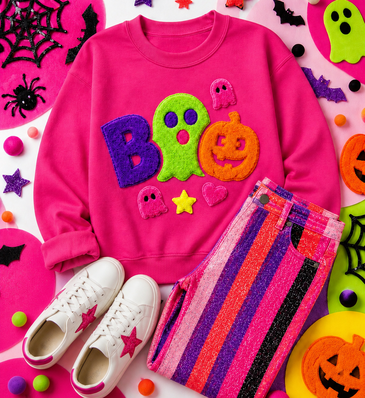Boo Fluffy Halloween Patch; DIY Iron on Applique