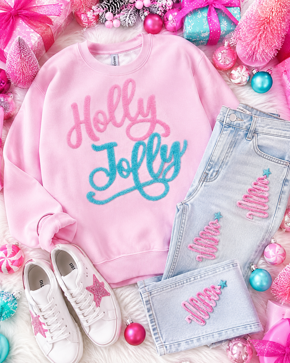 Holly Jolly Fluffy Patch: Mama and Me Iron-On DIY Christmas Applique