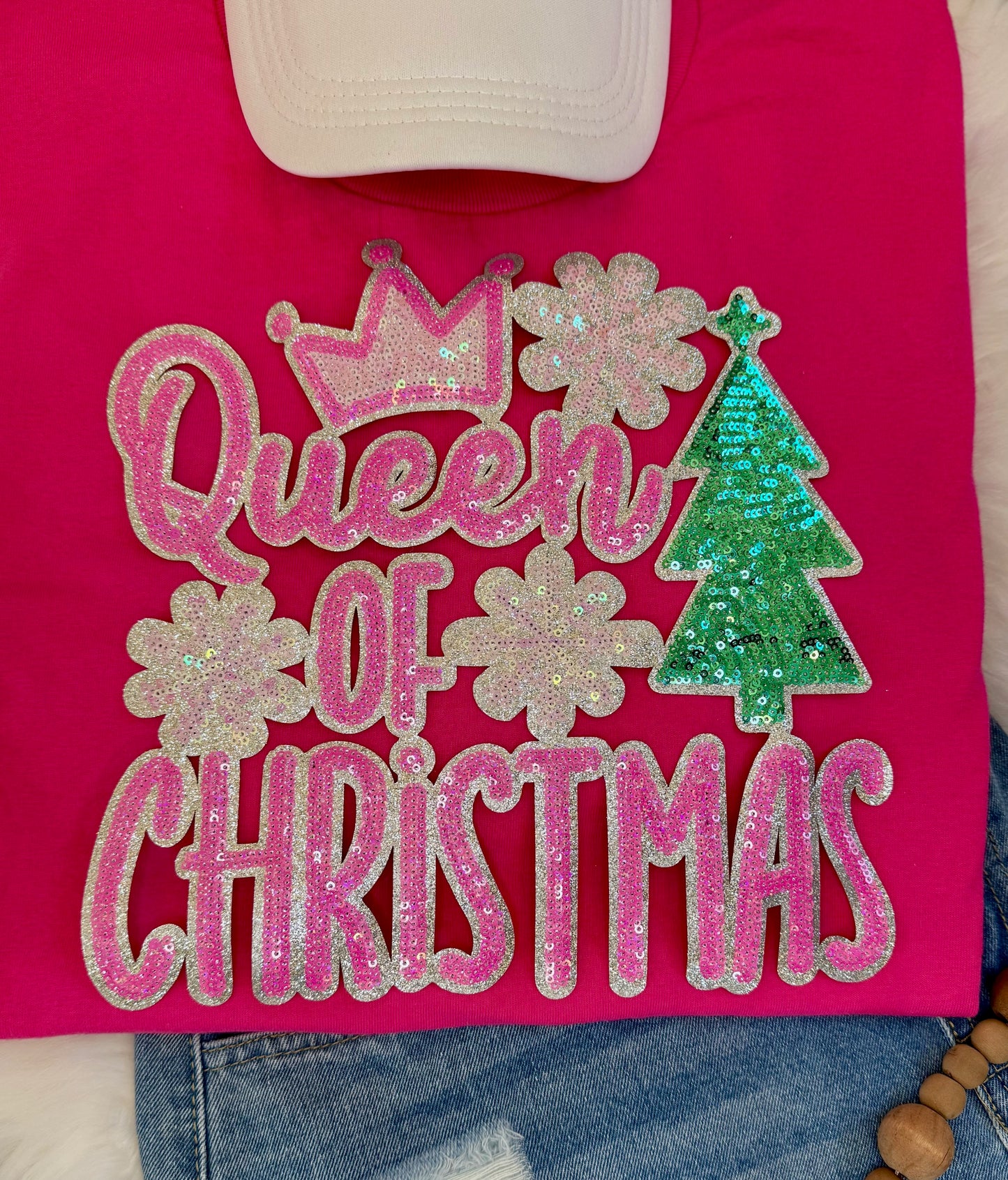 Queen of Christmas Patch: Christmas Applique - 11 inch Sequin patch