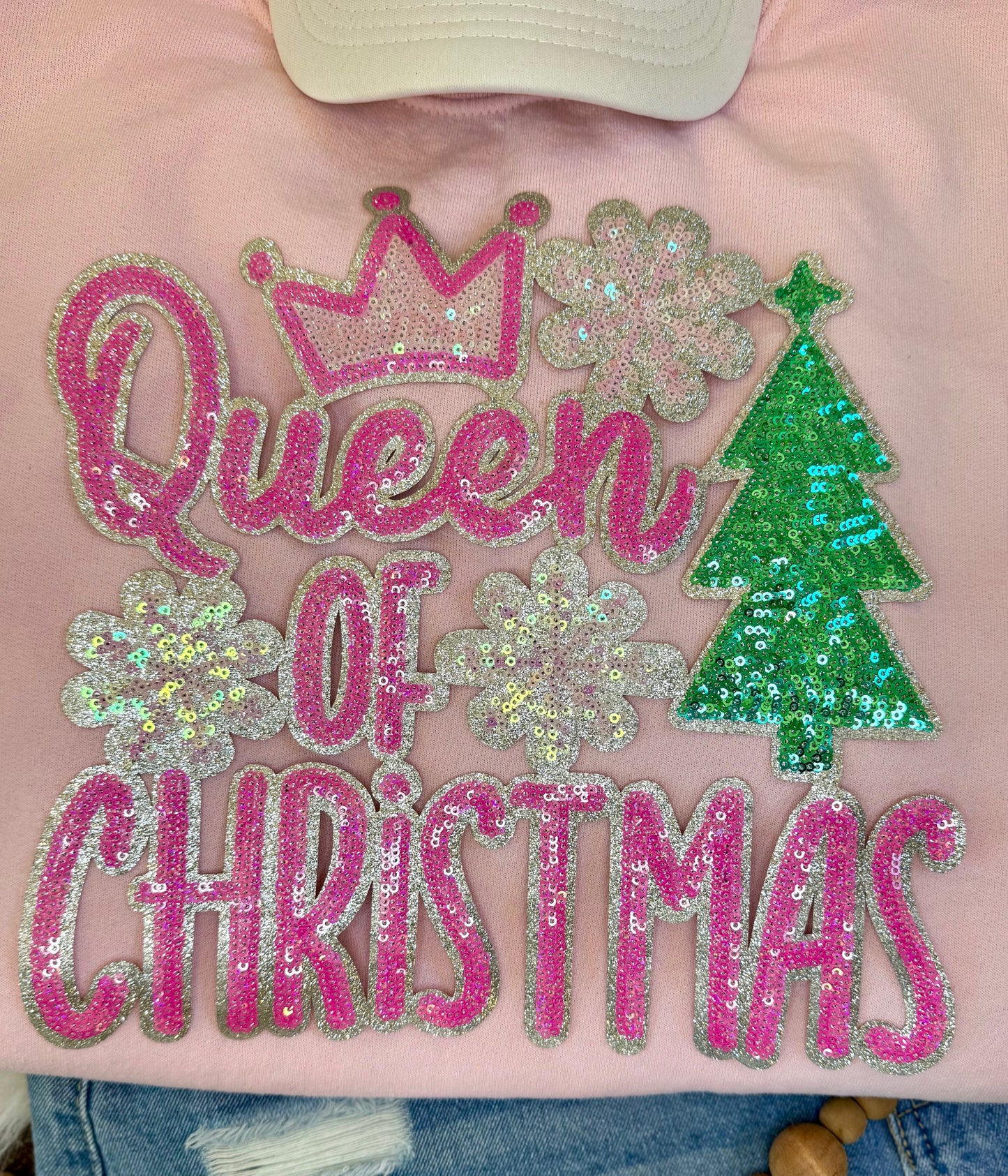 Queen of Christmas Patch: Christmas Applique - 11 inch Sequin patch