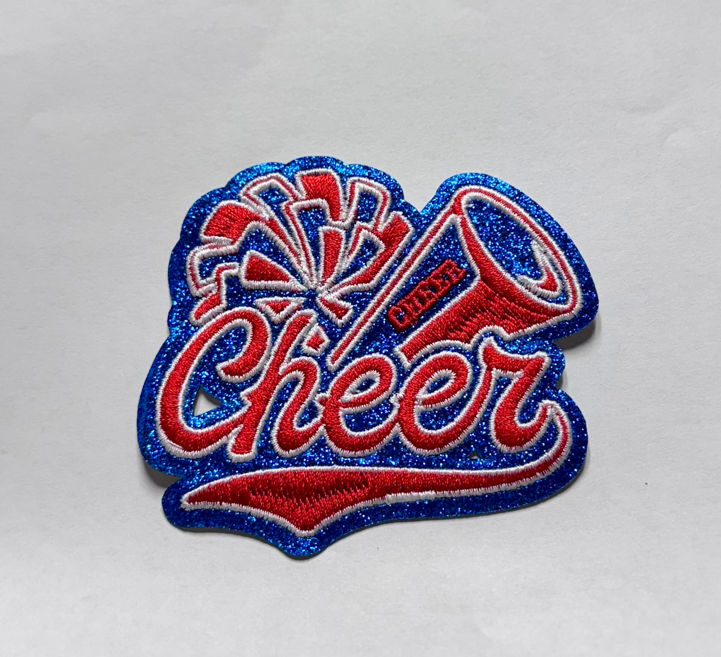 Cheer Embroidered Glitter Patch: Iron-On DIY Applique (3.5 inch)