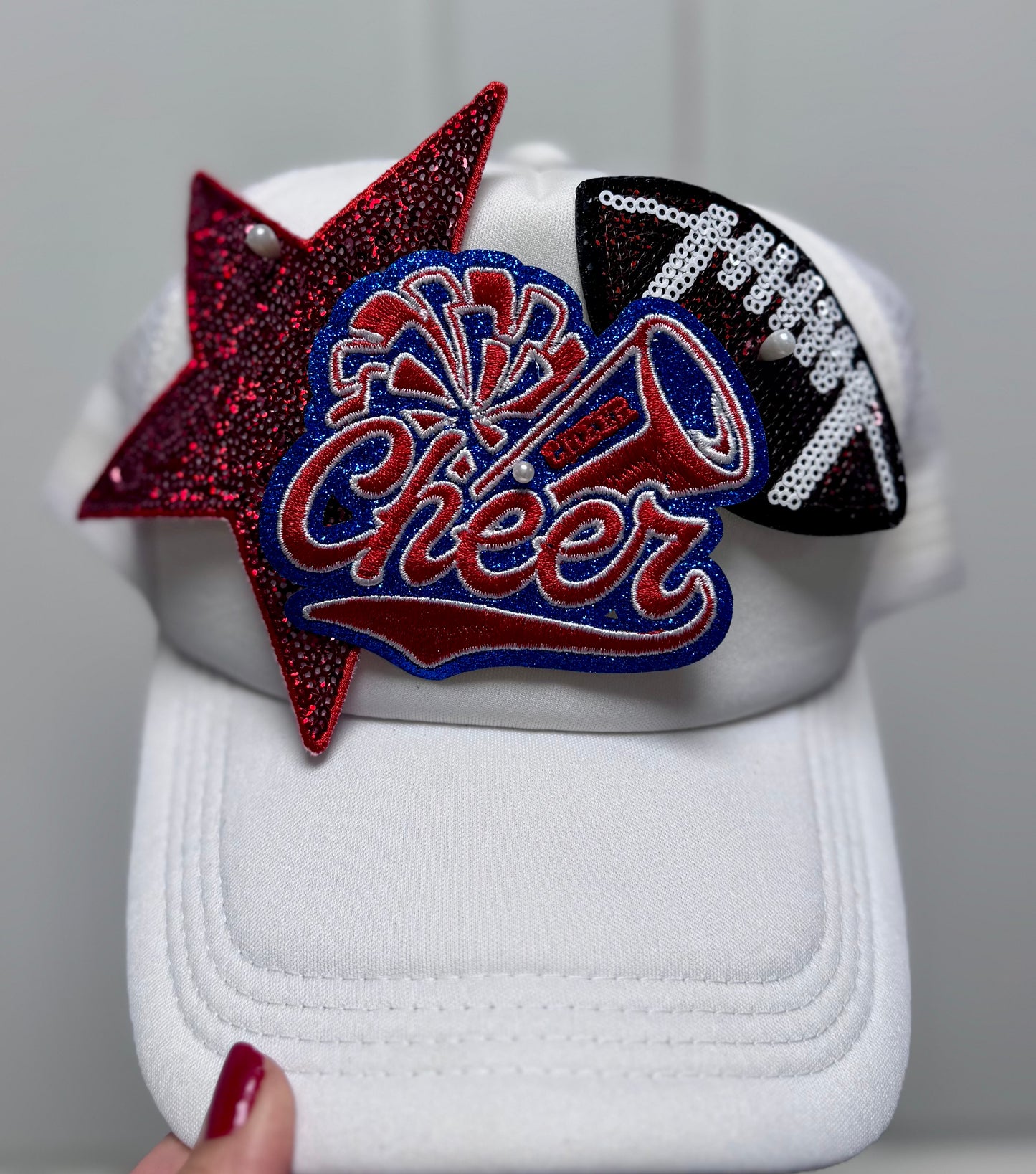 Cheer Embroidered Glitter Patch: Iron-On DIY Applique (3.5 inch)