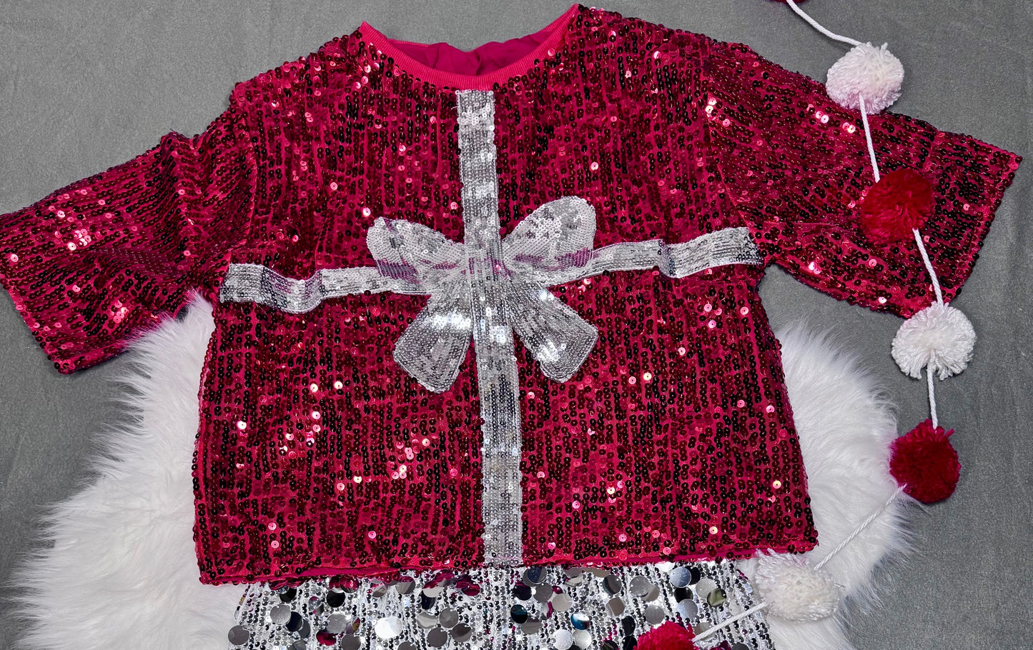 Christmas Gift Sequin Crop Top: Christmas Attire