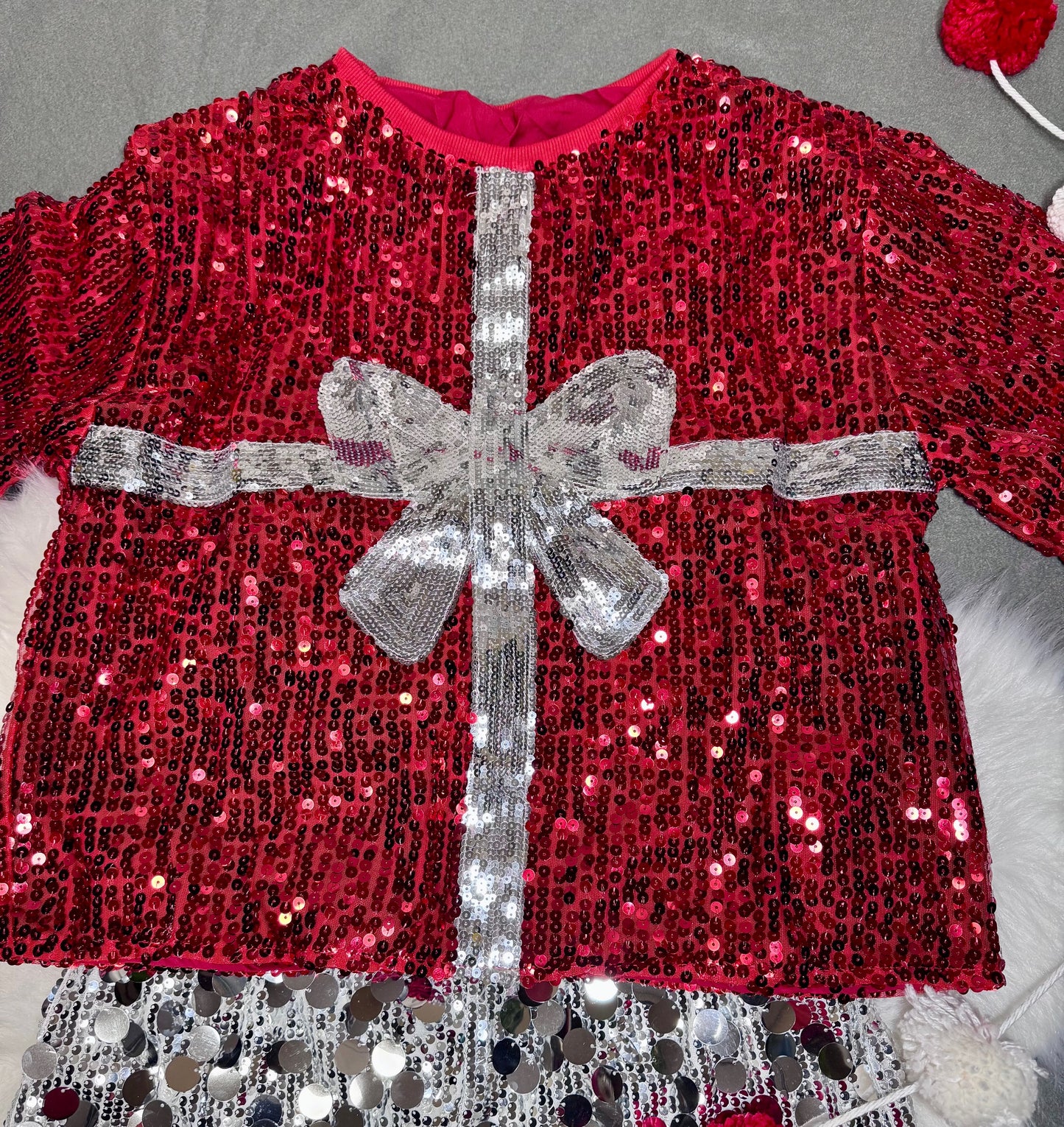 Christmas Gift Sequin Crop Top: Christmas Attire