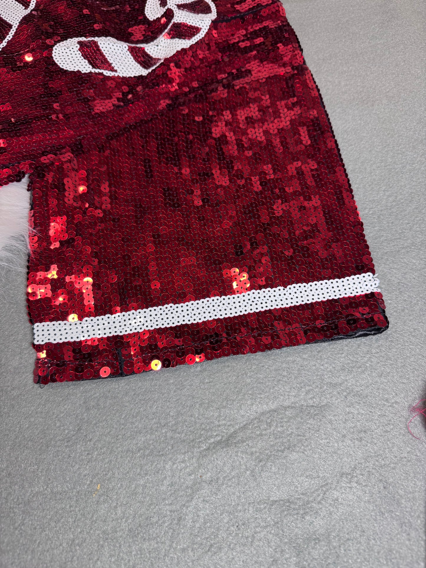 Christmas Sequin Candy Cane Crop Top, Fully Sequined, Christmas Attire