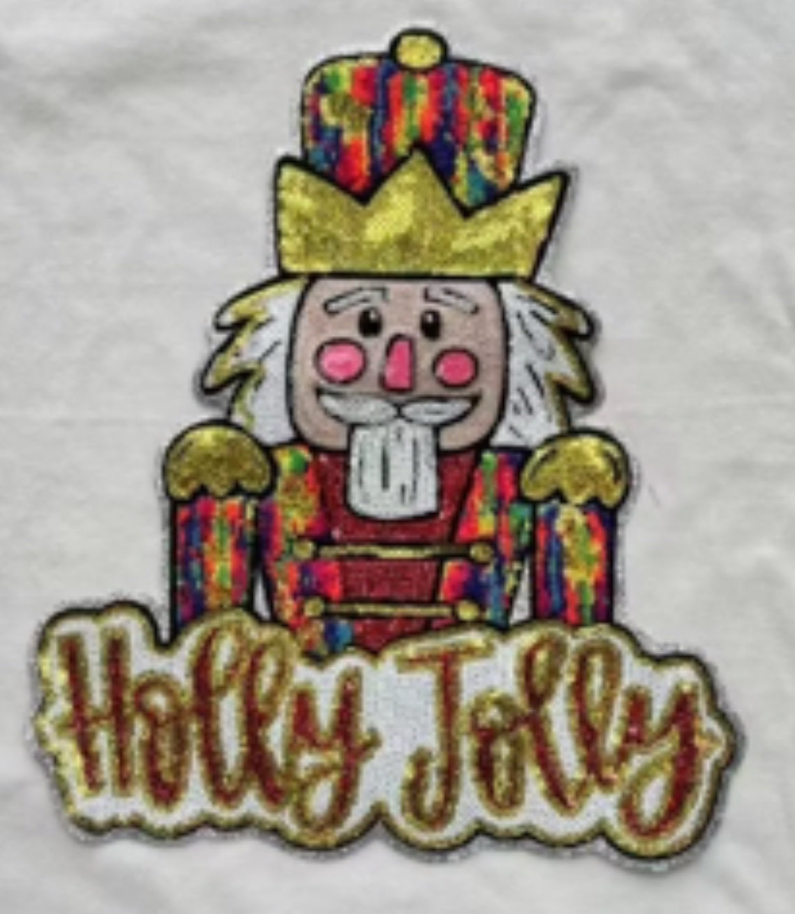 Sequin Holly Jolly Nutcracker Iron on Patch