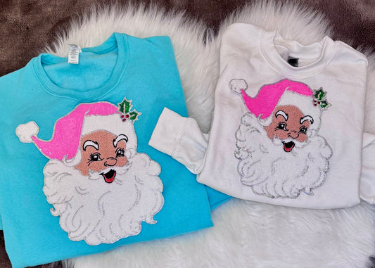Pink Sequin Santa Patch: Mama and Me Christmas Iron-On Applique
